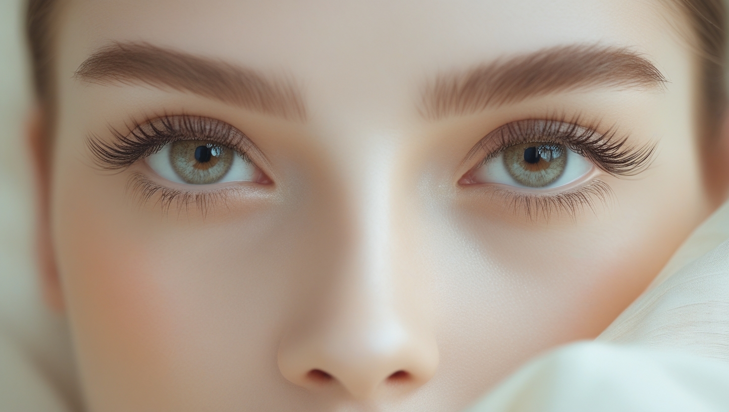 An artistic image showcasing beautiful, well-defined brows and lashes.
