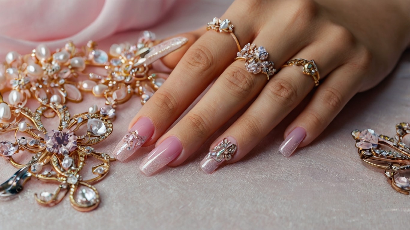 Background image showing creative nail art