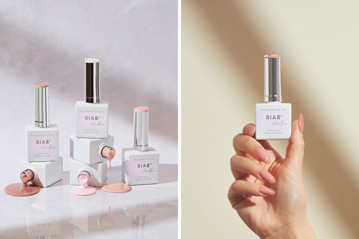 Background image showing strong, healthy natural nails with a BIAB™ overlay