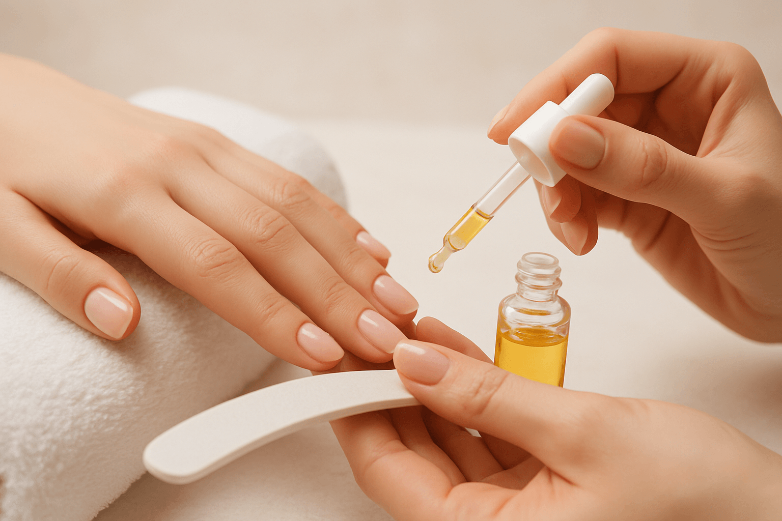 Background image showing beautifully manicured hands or manicure tools