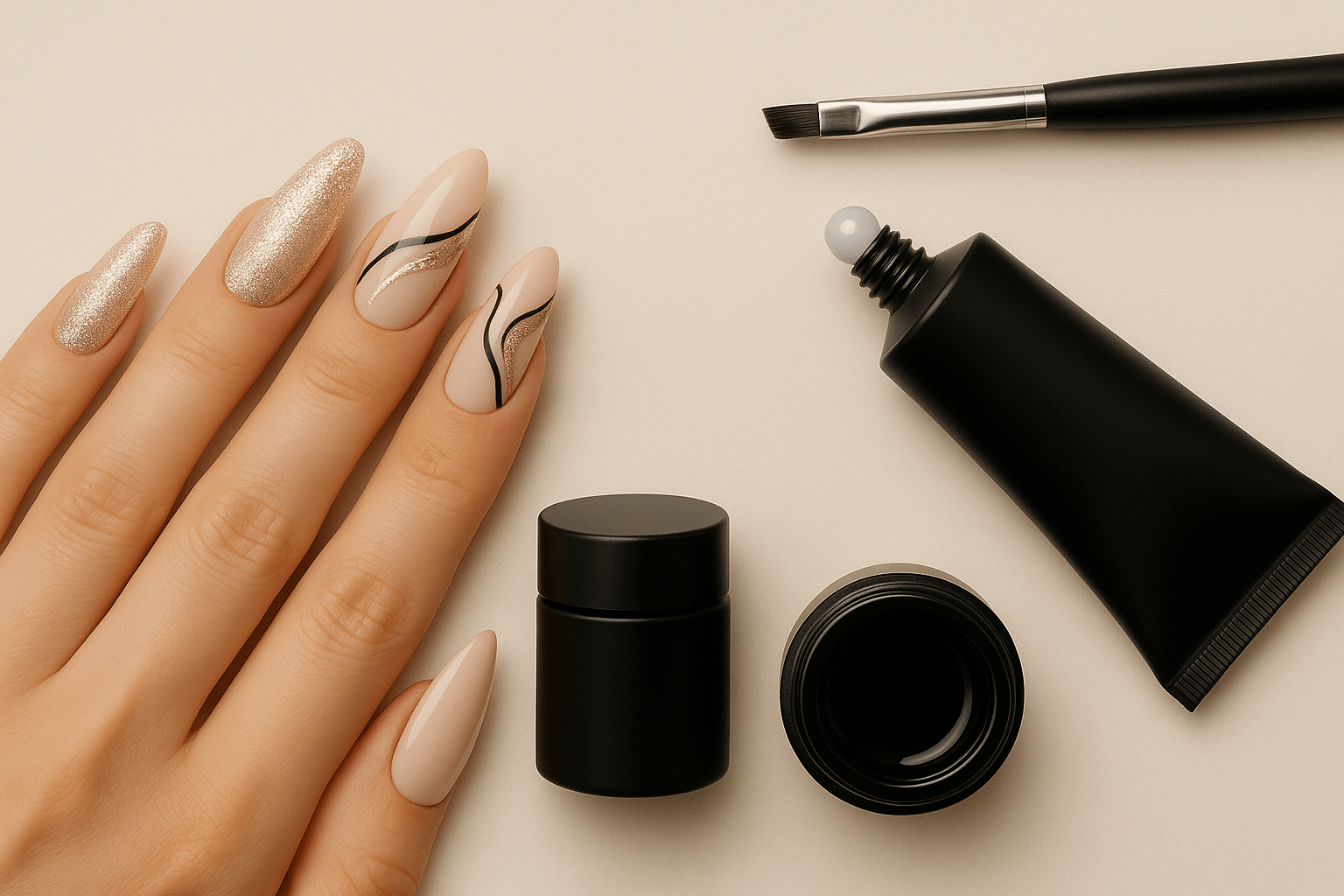 Background image showing sculpted nail enhancements