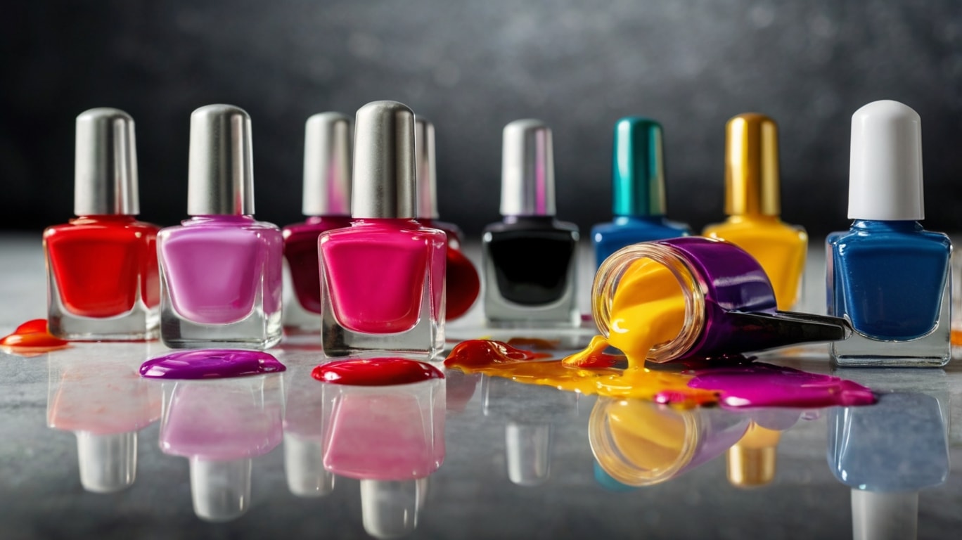 Background image showing beautiful gel polish on hands and feet